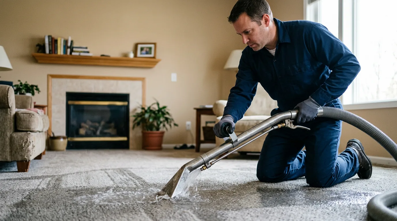 Water damage restoration technician working near Prescott, MI